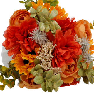 Thumbnail 2: 9 In Orange Silk Flower Ceramic Pot 