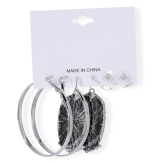 Thumbnail 3: SECONDARY 3 Pc Western Drop Hoop Earring Set 