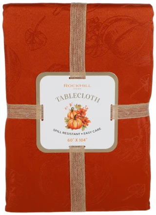 Thumbnail 1: Rockhill Home 60x104 Pumpkin Jacquard Tablecloth 