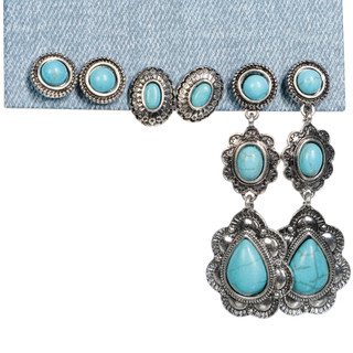 Thumbnail 2: SECONDARY 3 Pc Western Drop Stud Earring Set 