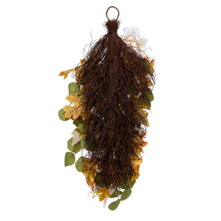 Thumbnail 2: Autumn Gatherings Blue Velvet Pumpkin Harvest Teardrop Wreath 