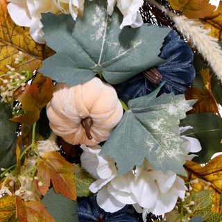 Thumbnail 4: Autumn Gatherings Blue Velvet Pumpkin Harvest Teardrop Wreath 