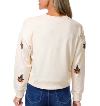 Thumbnail 3: Marled Womens Long Sleeve Sequin Jack-O'-Lantern Sweater 