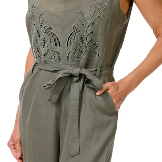Thumbnail 2: Ellen Tracy Women's Linen Embroidered Jumpsuit 