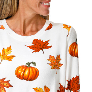 Thumbnail 2: Magical Season Women's Long Sleeve Embellished Harvest Sweater 