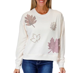 Thumbnail 1: Marled Womens Long Sleeve Sequin Autumn Leaf Sweater 