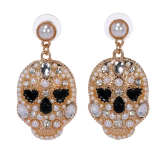 Thumbnail 1: Nicole Miller Halloween Crystal Skull Drop Earrings 