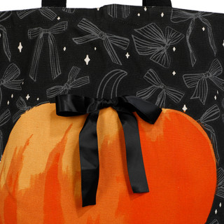 Thumbnail 2: Azzure Home Pumpkin Bow Cotton Canvas Tote 