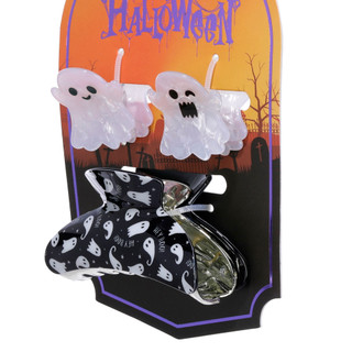 Thumbnail 2: Fantasia Accessories Halloween 3 Pc Ghost Hair Claw Clips 