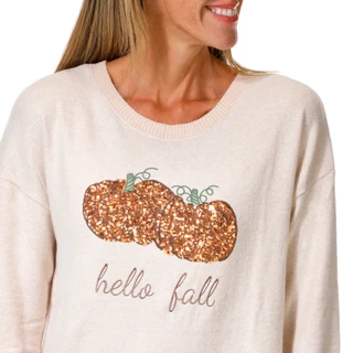 Thumbnail 3: Magical Season Women's Long Sleeve Sequin Pumpkin Sweater 