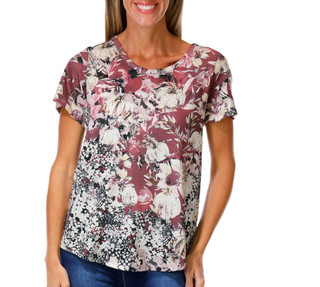 Thumbnail 1: ONE WORLD Women's Short Sleeve Embellished Harvest Top 