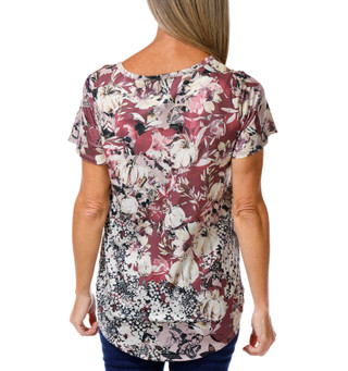 Thumbnail 3: ONE WORLD Women's Short Sleeve Embellished Harvest Top 