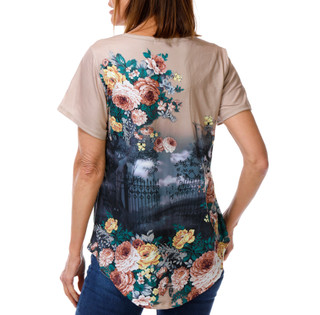 Thumbnail 2: ONE WORLD Women's Short Sleeve Embellished Harvest Top 