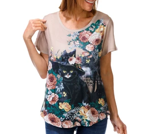 Thumbnail 1: ONE WORLD Women's Short Sleeve Embellished Harvest Top 