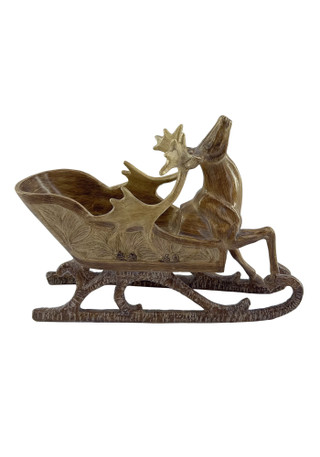 Thumbnail 2: Magical Season 9.5" Resin Sleigh with Deer Christmas Decor 