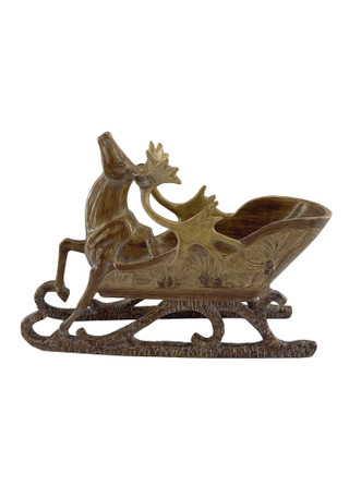 Thumbnail 1: Magical Season 9.5" Resin Sleigh with Deer Christmas Decor 
