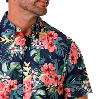 Thumbnail 2: CHAPS Men's Short Sleeve Print Button Down Shirt 