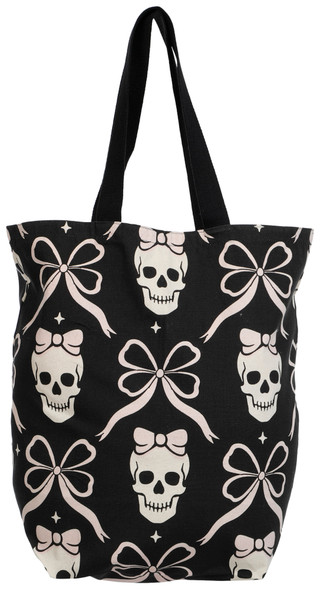 Thumbnail 1: Azzure Home Skull Bows Cotton Canvas Tote 