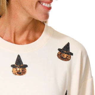 Thumbnail 3: Marled Petite Long Sleeve Sequin Jack-O'-Lantern Sweater 