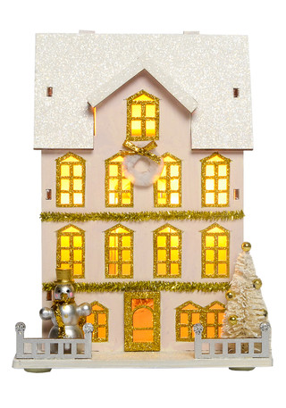 Thumbnail 1: Magical Season 8" LED Gold Christmas House 