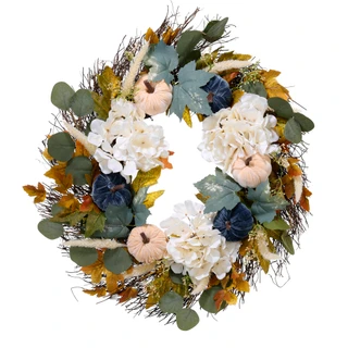 Thumbnail 1: Brighten the Season Harvest Velvet Pumpkin Wreath 