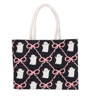 Thumbnail 1: Azzure Home Halloween Ghost Bow Canvas Shopper Tote 