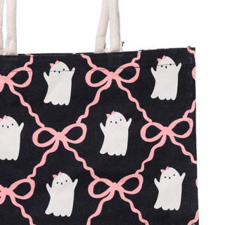 Thumbnail 3: Azzure Home Halloween Ghost Bow Canvas Shopper Tote 