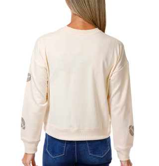 Thumbnail 2: Marled Petite Long Sleeve Sequin Football Sweater 