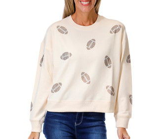 Thumbnail 1: Marled Petite Long Sleeve Sequin Football Sweater 