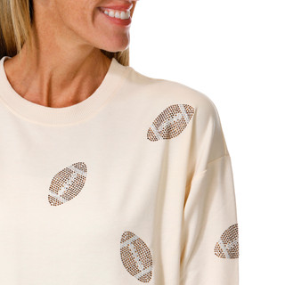 Thumbnail 3: Marled Petite Long Sleeve Sequin Football Sweater 