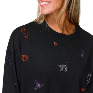 Thumbnail 3: Marled Petite Long Sleeve Sequin Halloween Sweater 