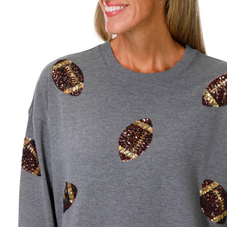 Thumbnail 2: Marled Petite Long Sleeve Sequin Football Sweater 