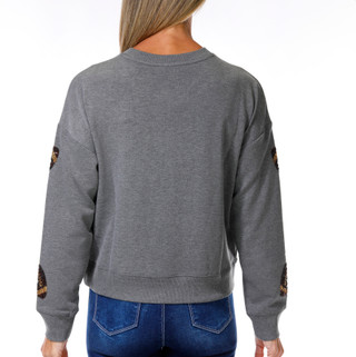 Thumbnail 3: Marled Petite Long Sleeve Sequin Football Sweater 