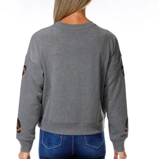 Thumbnail 3: Marled Petite Long Sleeve Sequin Football Sweater 