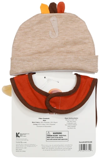 Thumbnail 2: Little Me 3 Pc Harvest My First Gobble Hat Bib & Rattle Set 