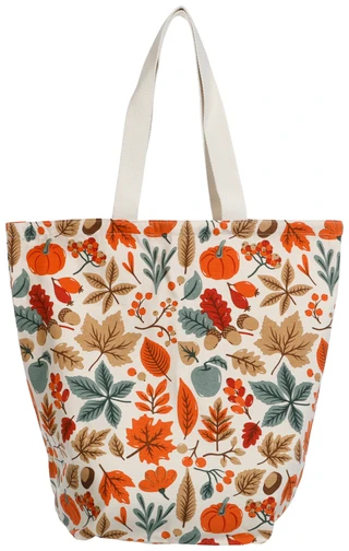 Thumbnail 1: Maple & Oak Harvest Fall Leaves Cotton Tote Bag 