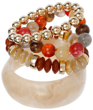 Thumbnail 1: Nicole Miller 4 Pc Resin Bangle & Stretch Bracelet Set 