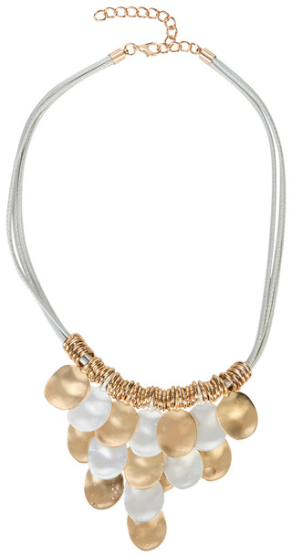 Thumbnail 1: Palmetto Pearl Gold/Silver Tone Disc Statement Necklace 