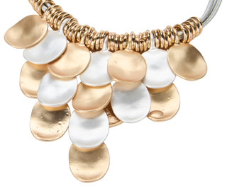 Thumbnail 2: Palmetto Pearl Gold/Silver Tone Disc Statement Necklace 