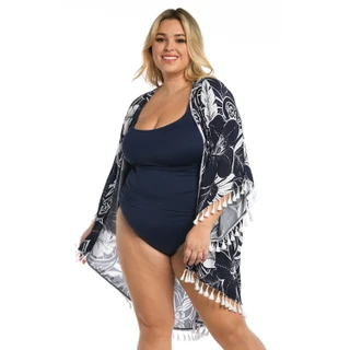Thumbnail 2: La Blanca Plus Playa Open Front Swim Kimono Cover-up 