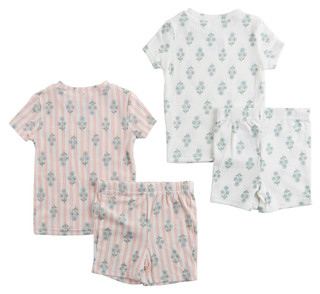 Thumbnail 2: SECONDARY Toddler Girls 4 Pc Short Sleeve Print Tee Short Sleep Set 