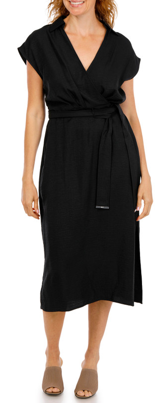 Thumbnail 1: DKNY Women's Short Sleeve Wrap Midi Dress 