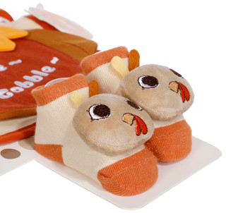 Thumbnail 2: Little Me 3 Pc Harvest Gobble Gobble Hat Bib & Booties Set 