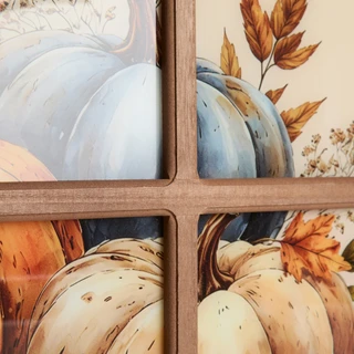 Thumbnail 3: 16x28 Autumn Leaves & Pumpkins Windowpane Wall Art 