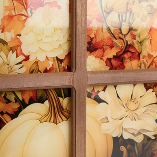 Thumbnail 4: 16x28 Autumn Leaves & Pumpkins Windowpane Wall Art 