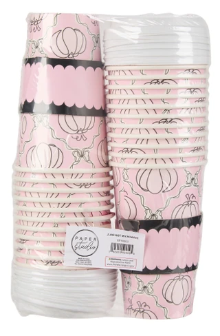 Thumbnail 2: PAPER STUDIO 24 Pk Pumpkin Printed Cups w/ Lids & Sleeves 