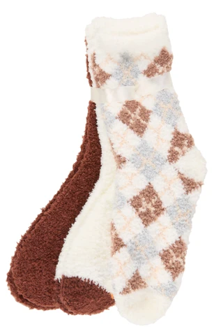Thumbnail 2: Capelli NY Women's 3 Pk Cozy Slipper Socks  