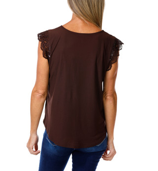 Thumbnail 2: Fifty Street Women's Crocheted Sleeve 3 Button Top 