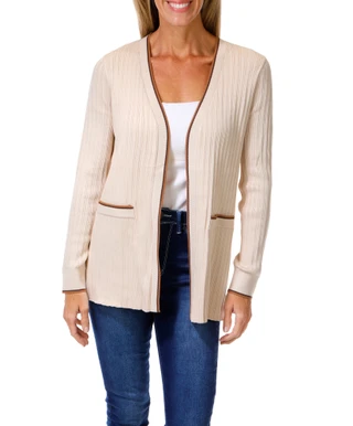 Thumbnail 1: RIO & RIAN Women's Open Front Ribbed Cardigan  