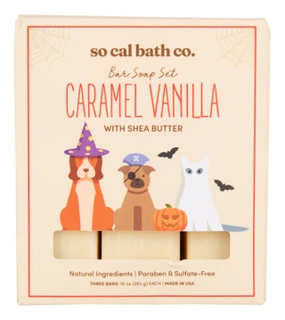 Thumbnail 1: So Cal Bath Co. 3 Pk Caramel Vanilla w/ Shea Butter Bar Soap Set 